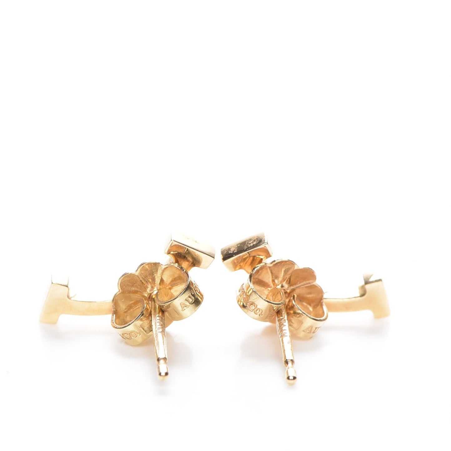 18K Yellow Gold T Smile Stud Earrings