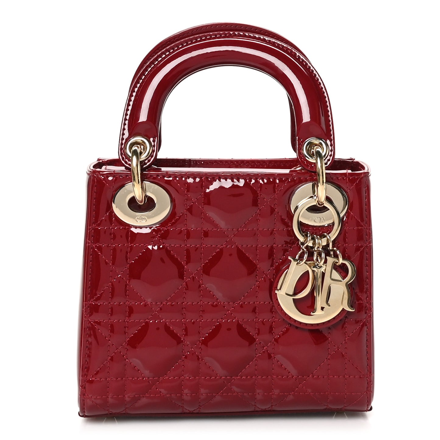 Patent Cannage Mini Lady Dior Red