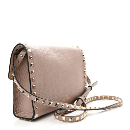 Valentino Garavani Pebbled Calfskin Medium Rockstud Flip Lock Crossbody Bag Poudre 3 of 16