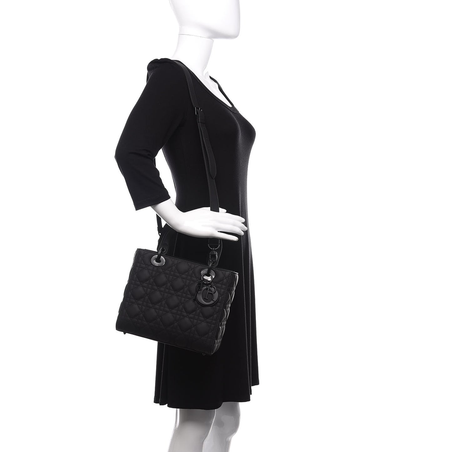 Ultra Matte Calfskin Cannage Medium Lady Dior Black
