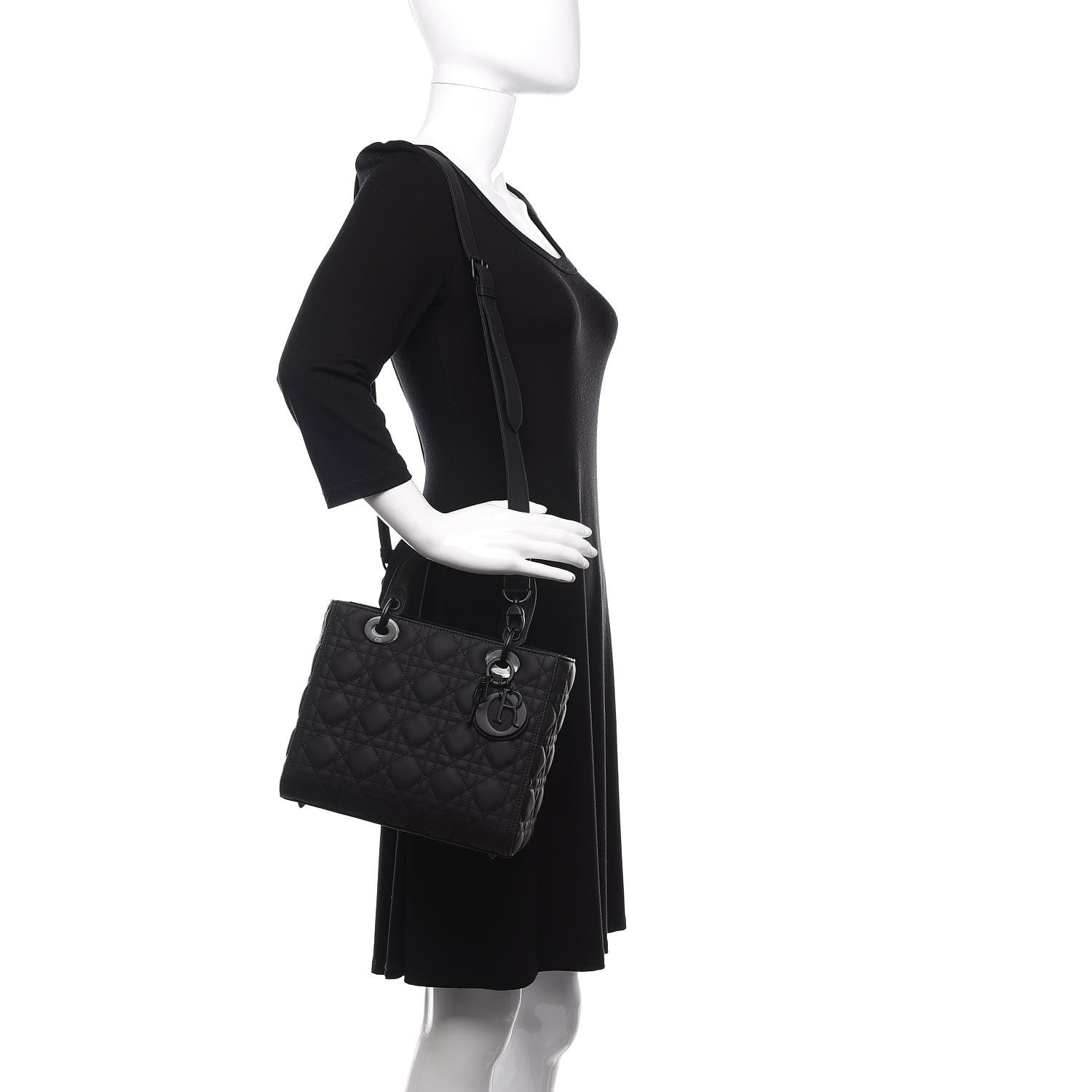 Christian Dior Ultra Matte Calfskin Cannage Medium Lady Dior Black 2 of 11