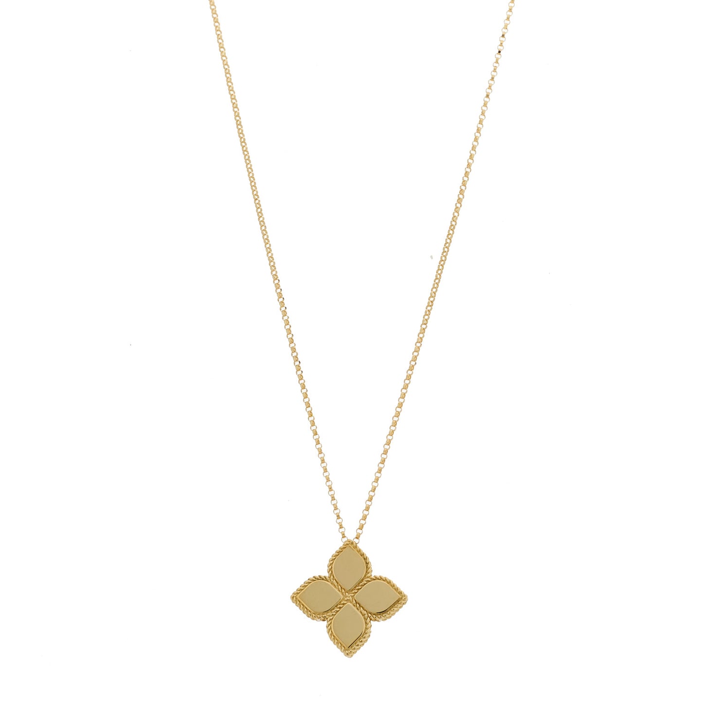 18K Yellow Gold Large Princess Flower Pendant Necklace