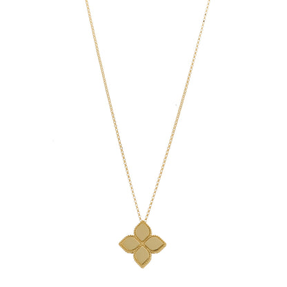 Roberto Coin 18K Yellow Gold Large Princess Flower Pendant Necklace 1 of 5