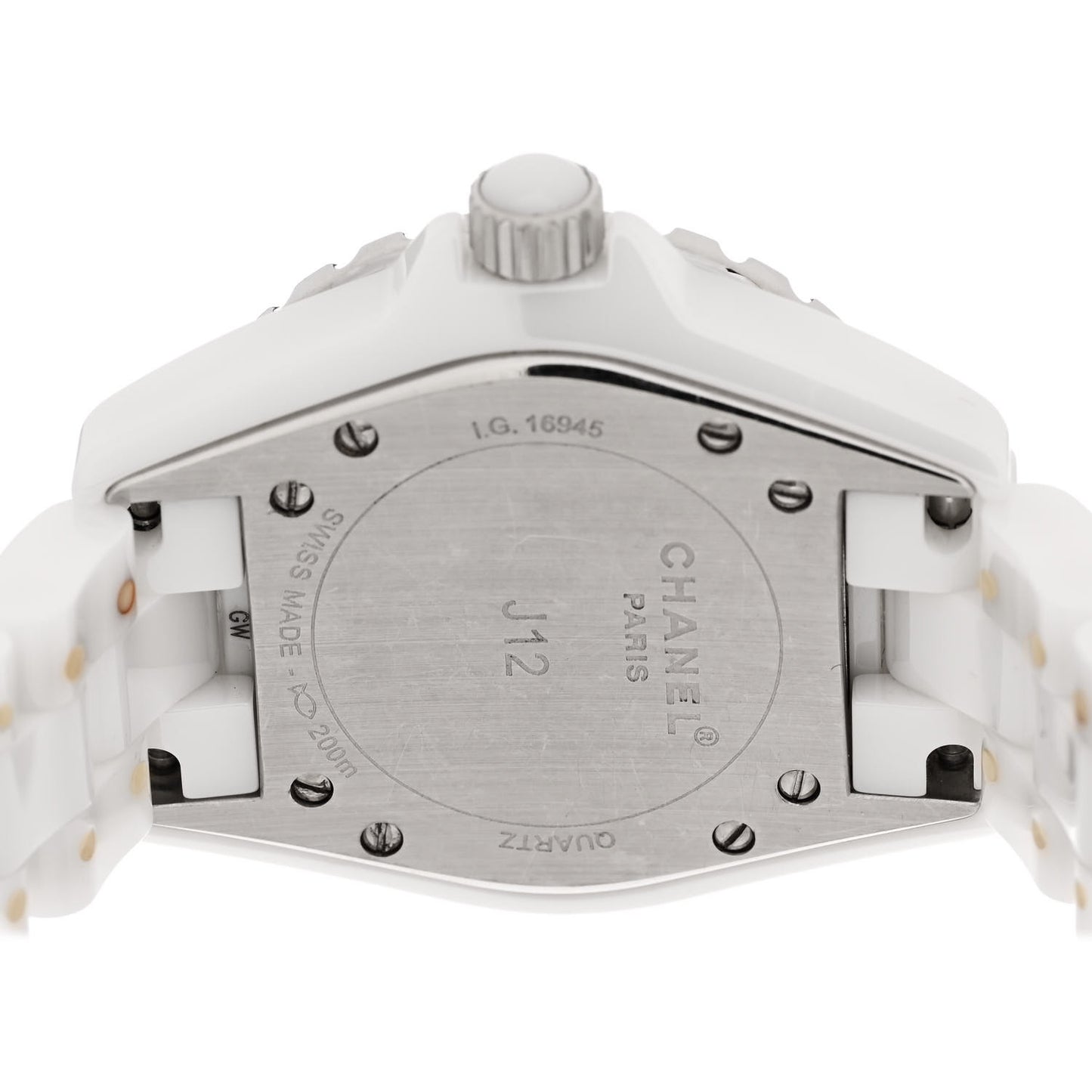 Stainless Steel Ceramic Diamond 33mm J12 Quartz Watch White