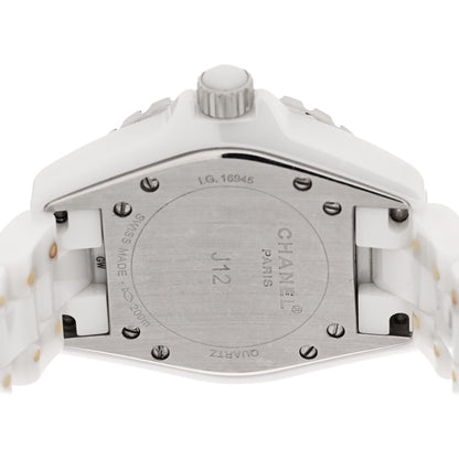 Chanel Stainless Steel Ceramic Diamond 33mm J12 Quartz Watch White 4 of 4