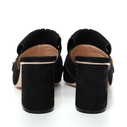 Gucci Kid Scamosciato GG Marmont Fringe 75mm Slide Sandals 37 Black 7 of 10