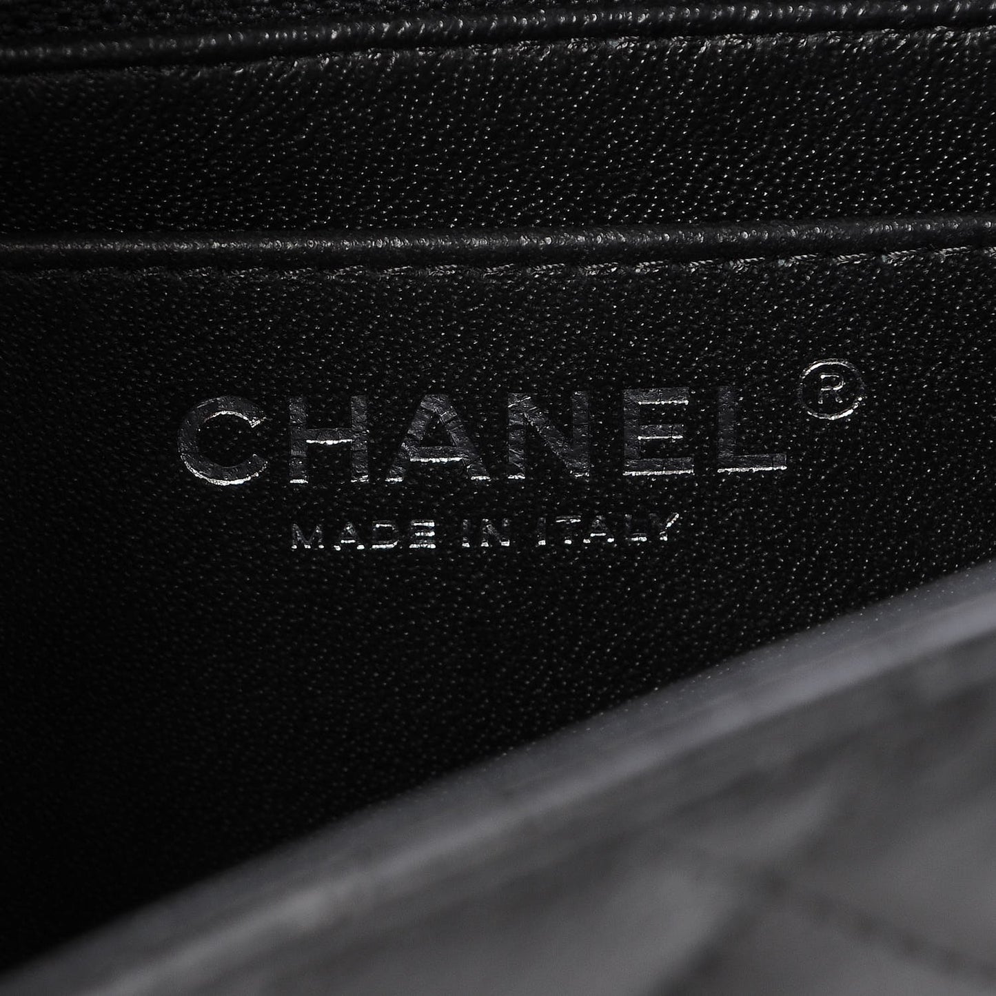 Crumpled Calfskin Quilted Mini Square Flap So Black