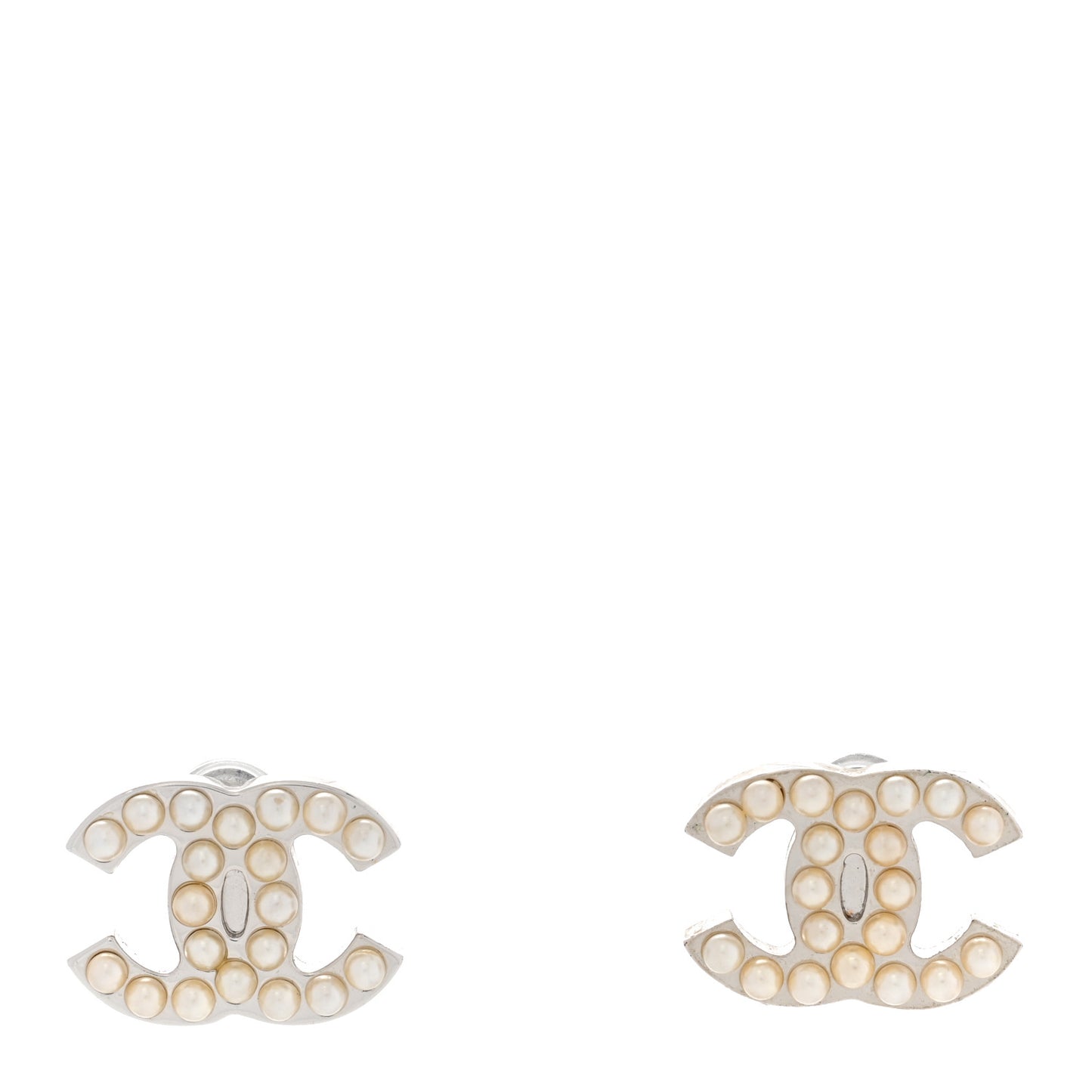 Pearl CC Earrings Silver