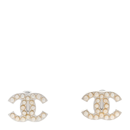 Chanel Pearl CC Earrings Silver 1 of 4