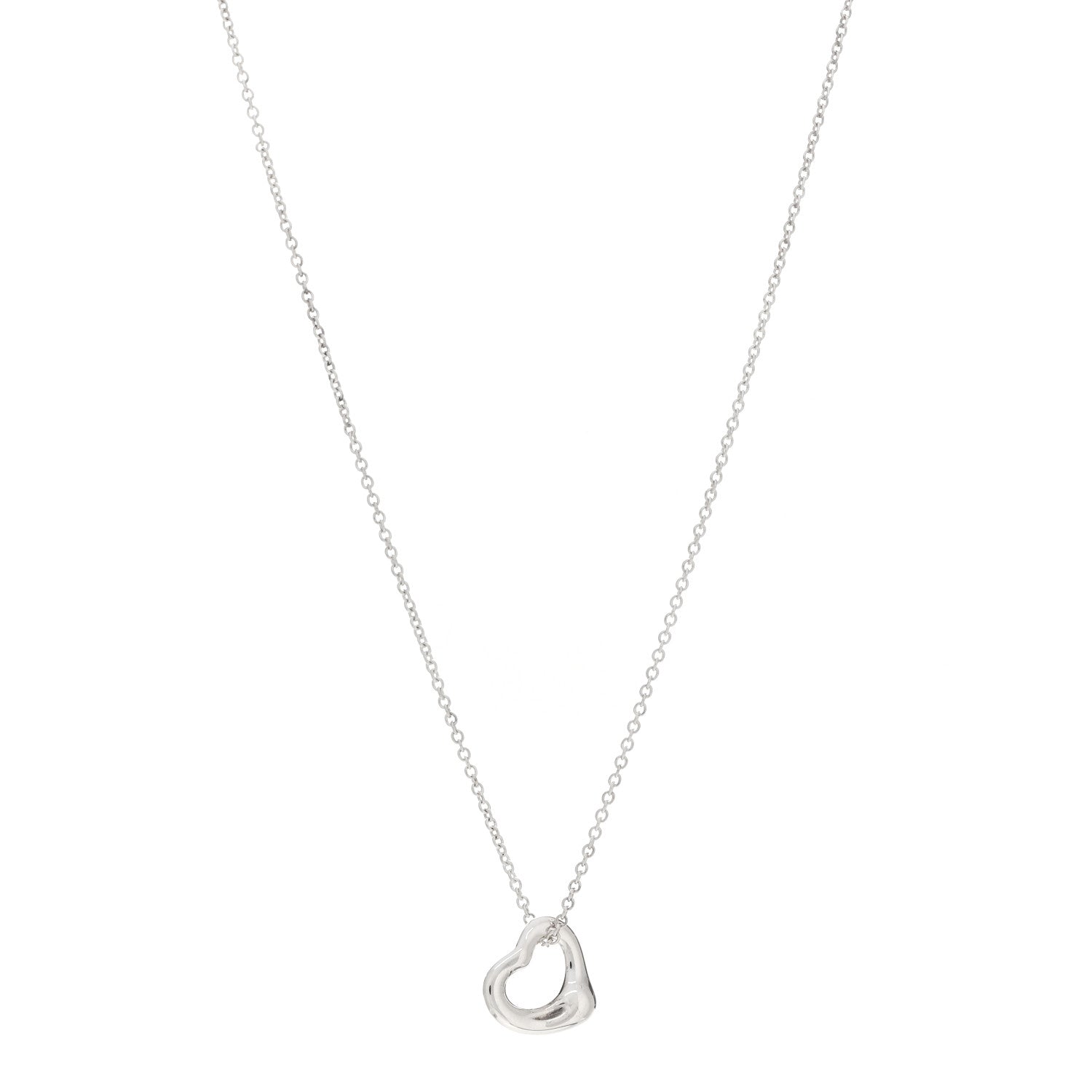 Tiffany Sterling Silver 11mm Elsa Peretti Open Heart Pendant Necklace 1 of 4