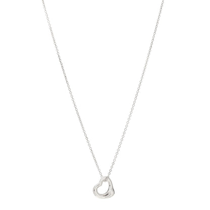 Tiffany Sterling Silver 11mm Elsa Peretti Open Heart Pendant Necklace 1 of 4