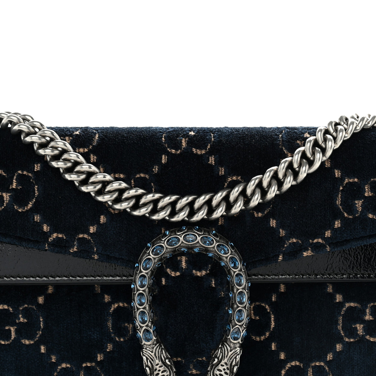Gucci Velvet Skipper Crystal GG Monogram Small Dionysus Shoulder Bag Blue Beige Black 8 of 10