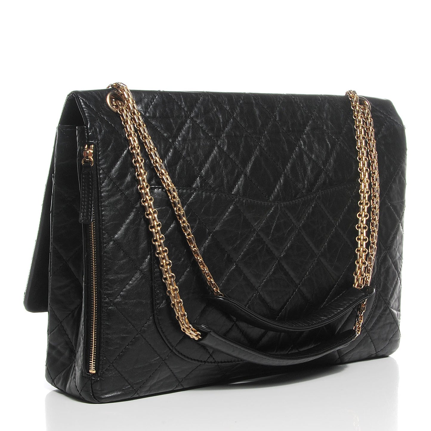 Aged Calfskin Quilted 2.55 Reissue 228 Flap Black