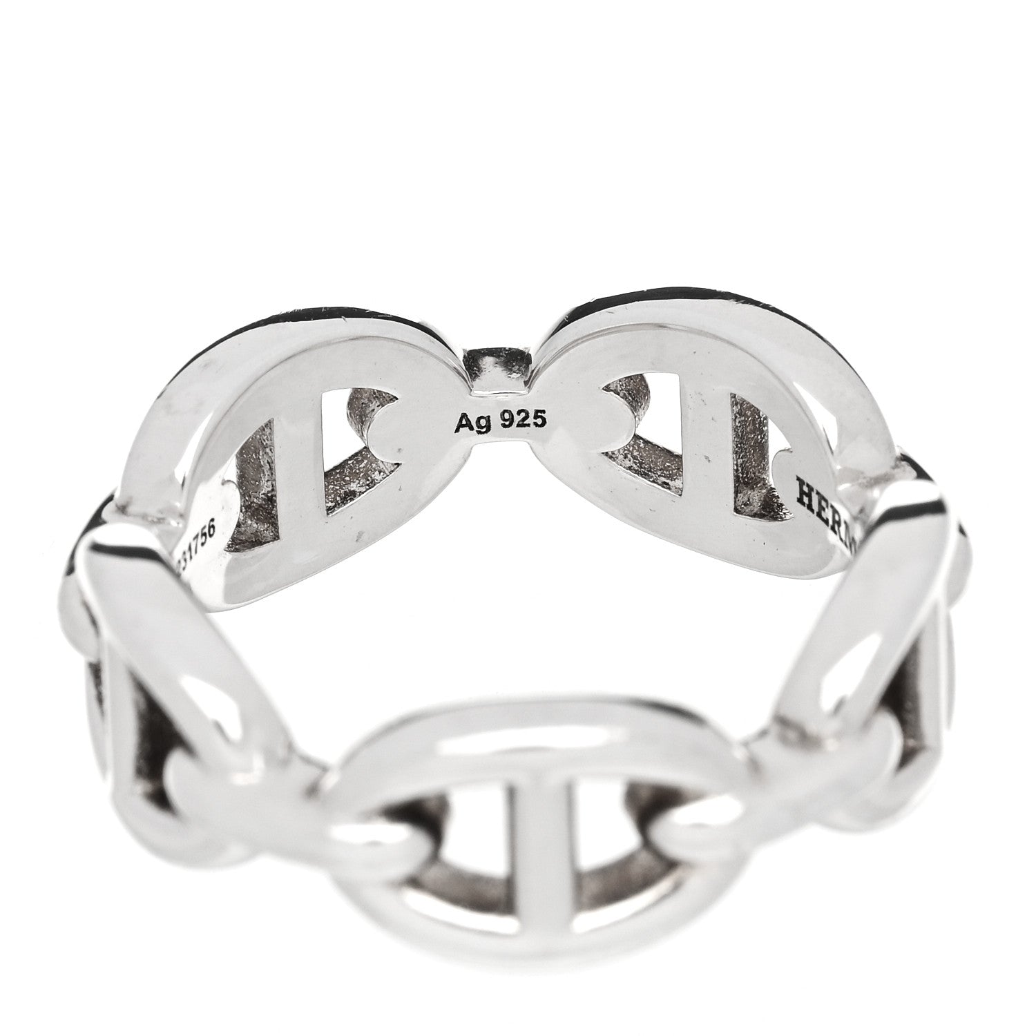 Hermes Sterling Silver PM Chaine d'Ancre Enchainee Band Ring 52 6 6 of 7