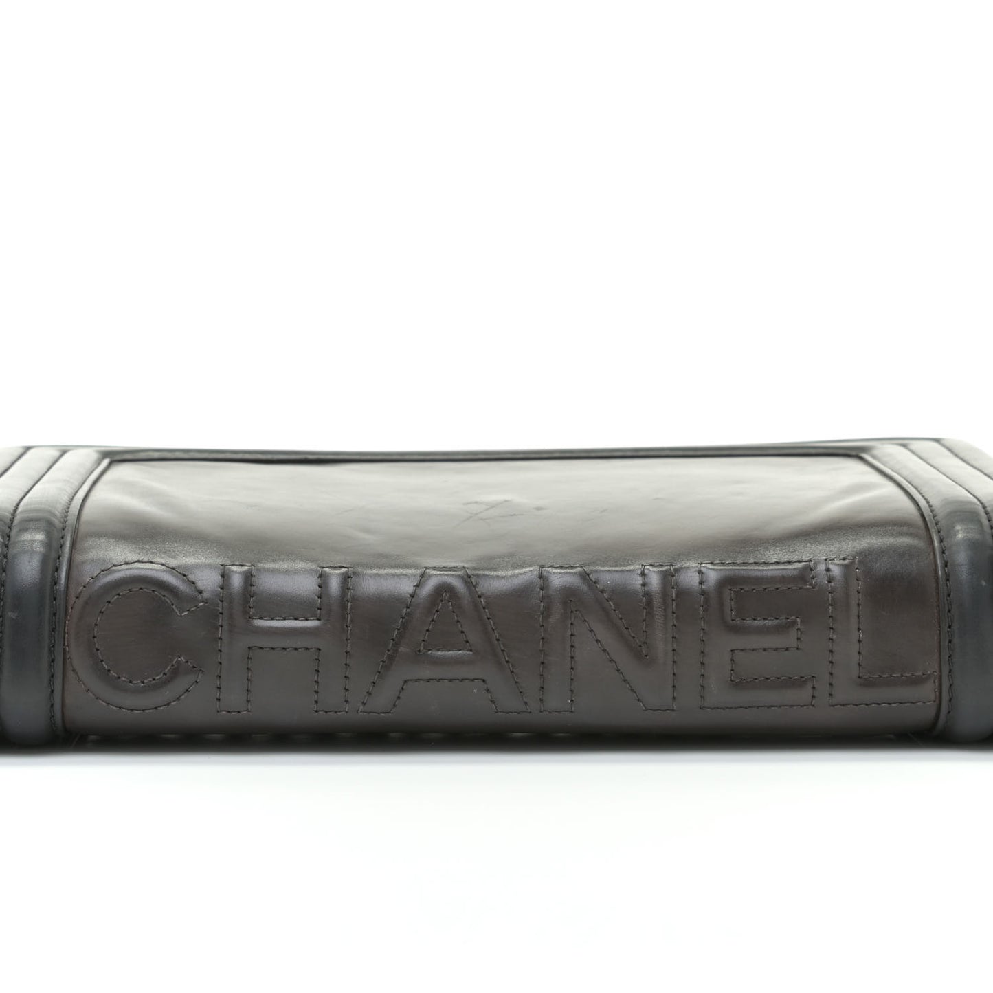 Glazed Calfskin Medium Boy Flap Black Brown