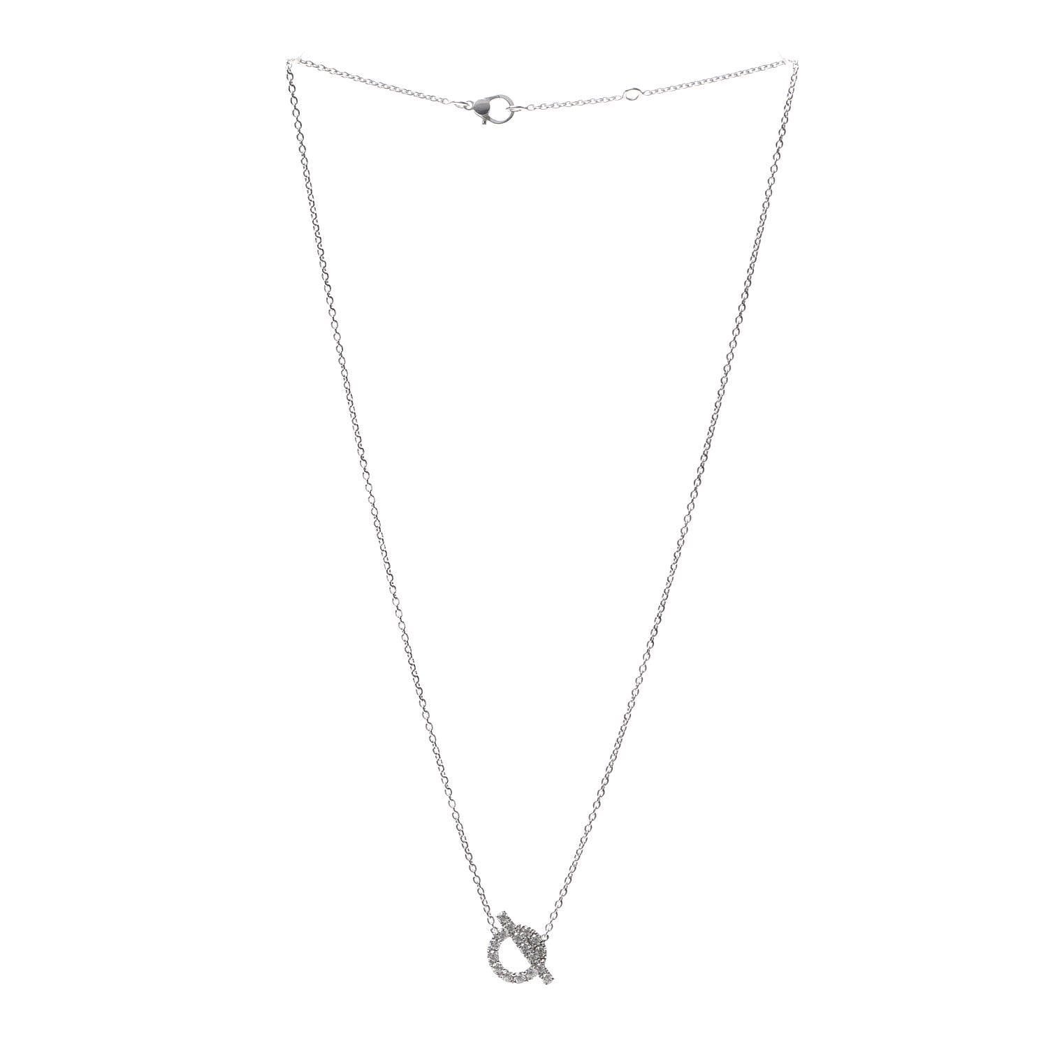 Hermes 18K White Gold Diamond Finesse Pendant Necklace 3 of 6