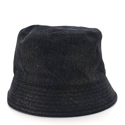 Prada Denim Metal Triangle Logo Bucket Hat M Black 5 of 8