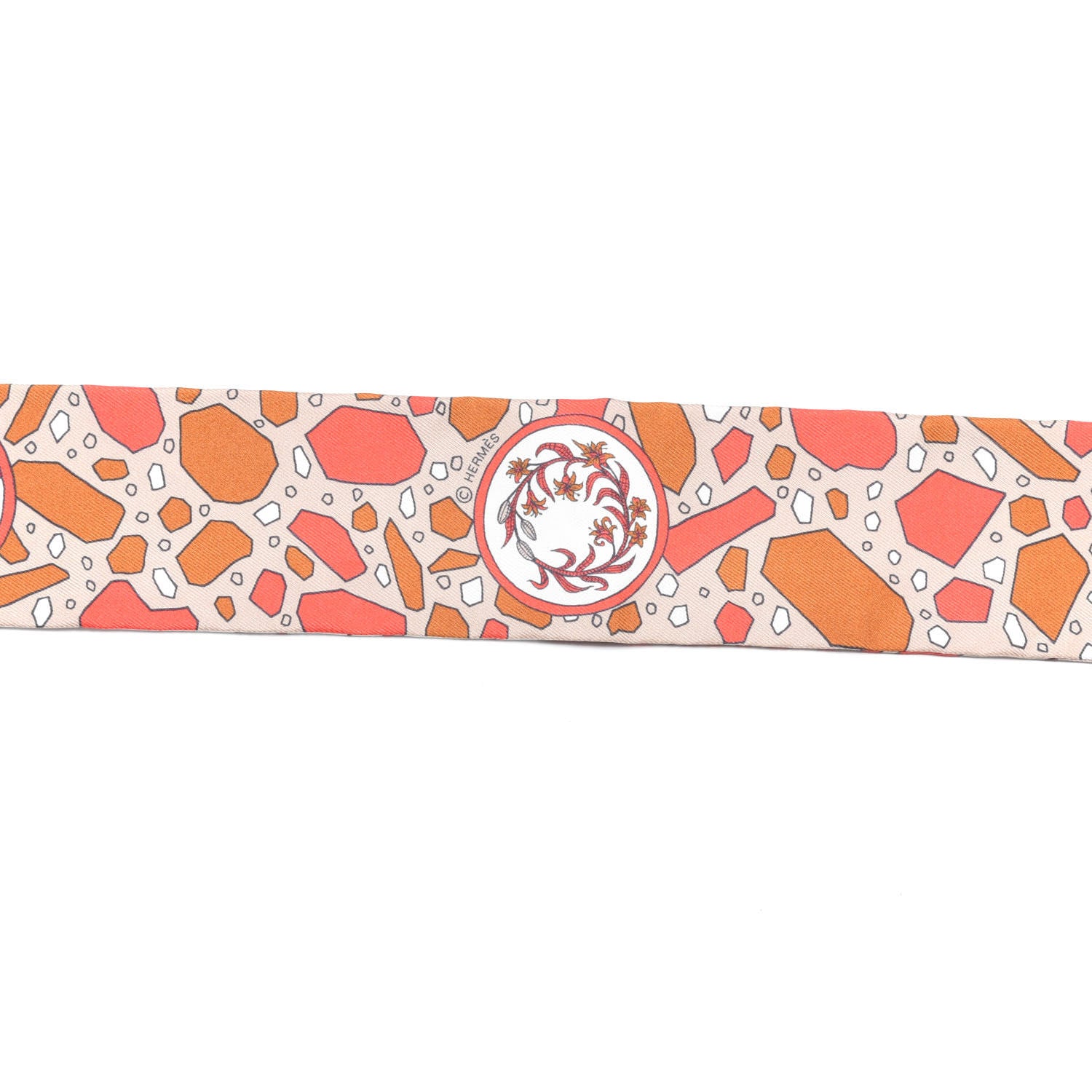 Hermes Silk La Danse Des Amazones Twilly Beige Corail Brun 3 of 4