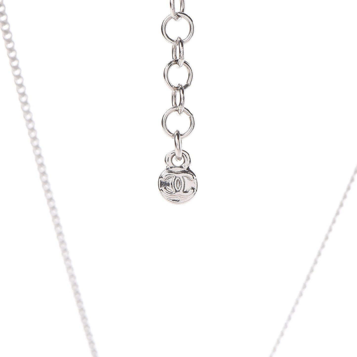 Crystal CC Drop Pendant Necklace Silver