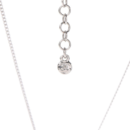 Chanel Crystal CC Drop Pendant Necklace Silver 6 of 7