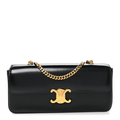 Celine Shiny Calfskin Triomphe Chain Bag Black 1 of 9