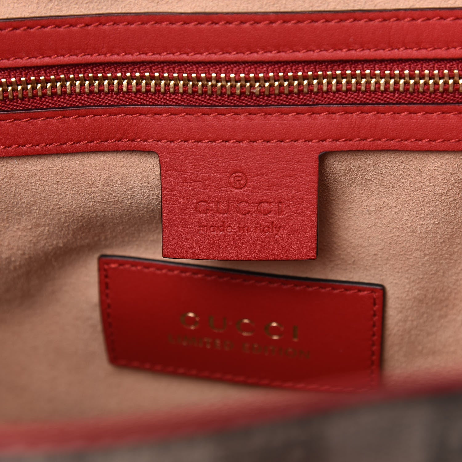Gucci Soft GG Supreme Monogram Kingsnake Heart Embroidered Medium Crossbody Tote Beige Hibiscus Red 7 of 10