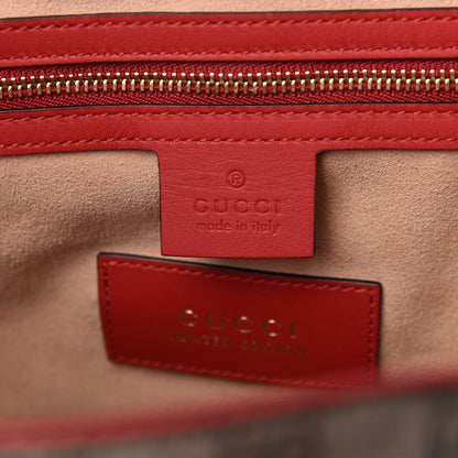Gucci Soft GG Supreme Monogram Kingsnake Heart Embroidered Medium Crossbody Tote Beige Hibiscus Red 7 of 10