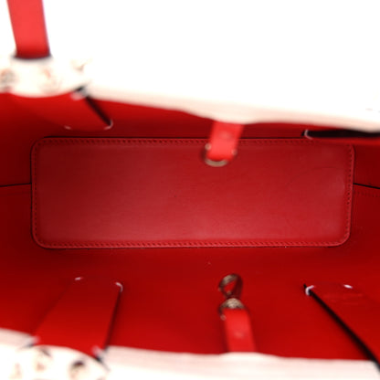 Christian Louboutin Patent Calfskin Leopard Print Spikes Mini East West Cabata Tote Snow 5 of 11
