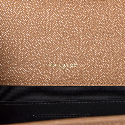 Saint Laurent Grain De Poudre Textured Mixed Matelasse Triquilt Medium Monogram Satchel Dune 8 of 9