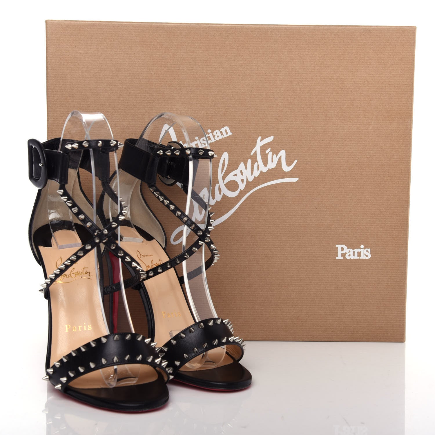 Christian Louboutin Calfskin Choca Spikes 100 Sandals 37 Black 10 of 10