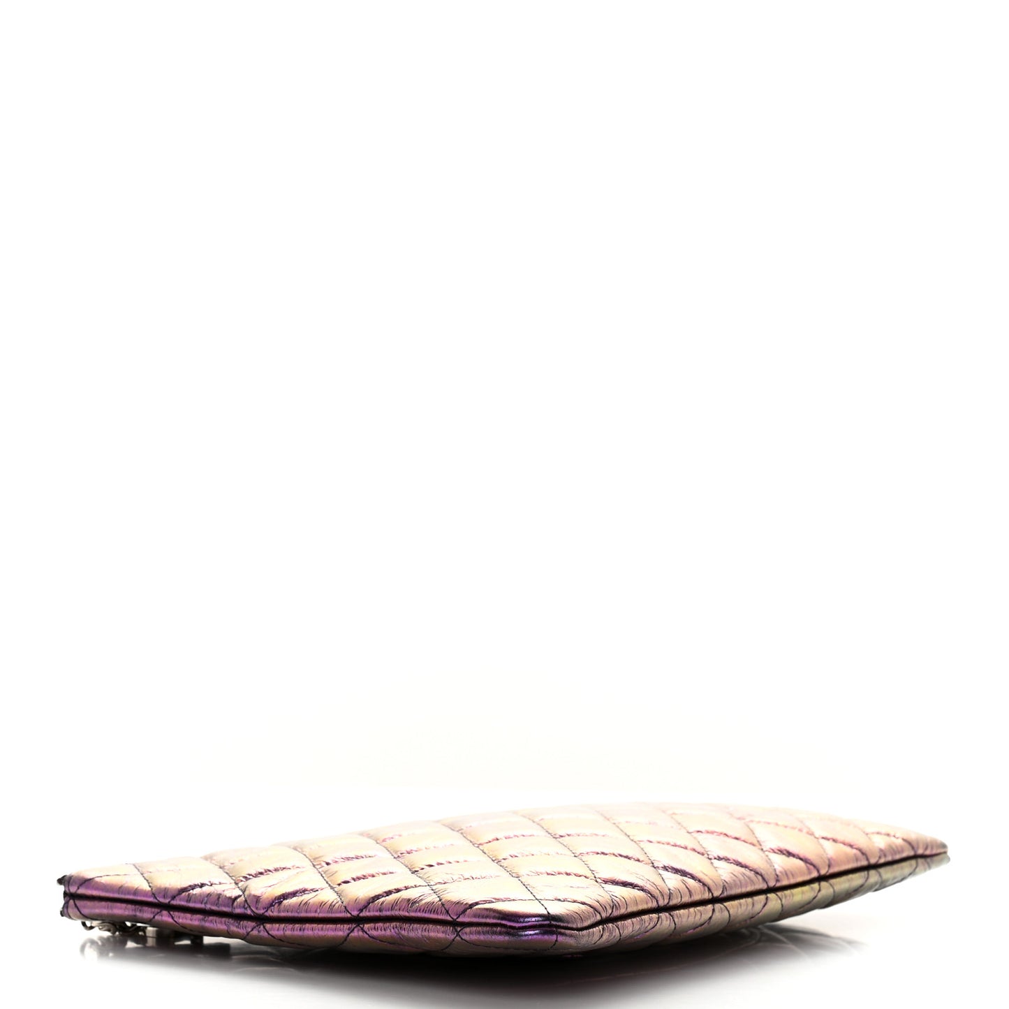 Iridescent Crumpled Calfskin CC Ripples Medium Cosmetic Case Purple