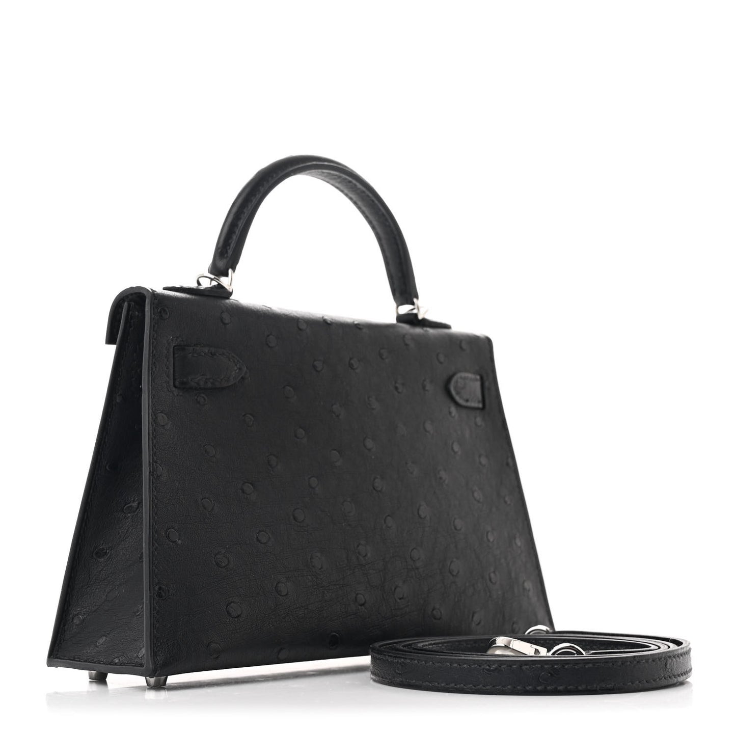 Ostrich Kelly Sellier Mini 20 Black