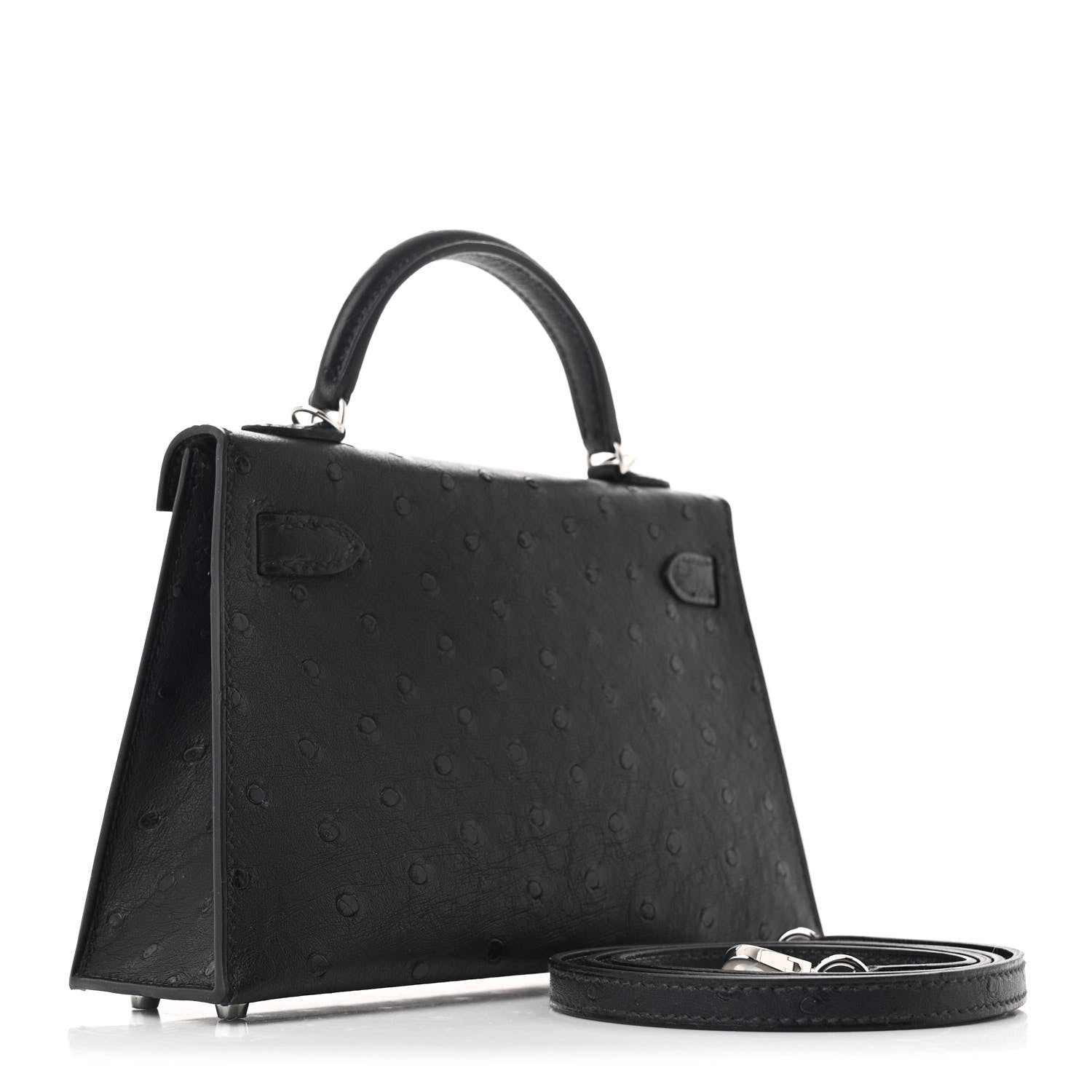 Hermes Ostrich Kelly Sellier Mini 20 Black 3 of 11
