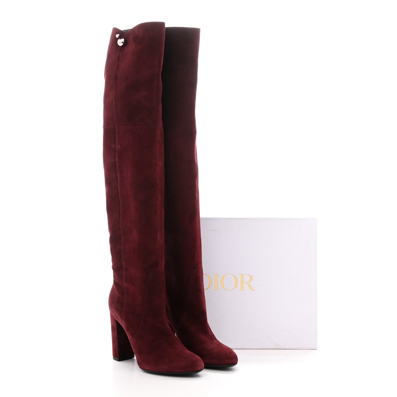Christian Dior Suede Knee High Boots 39 Burgundy 9 of 9