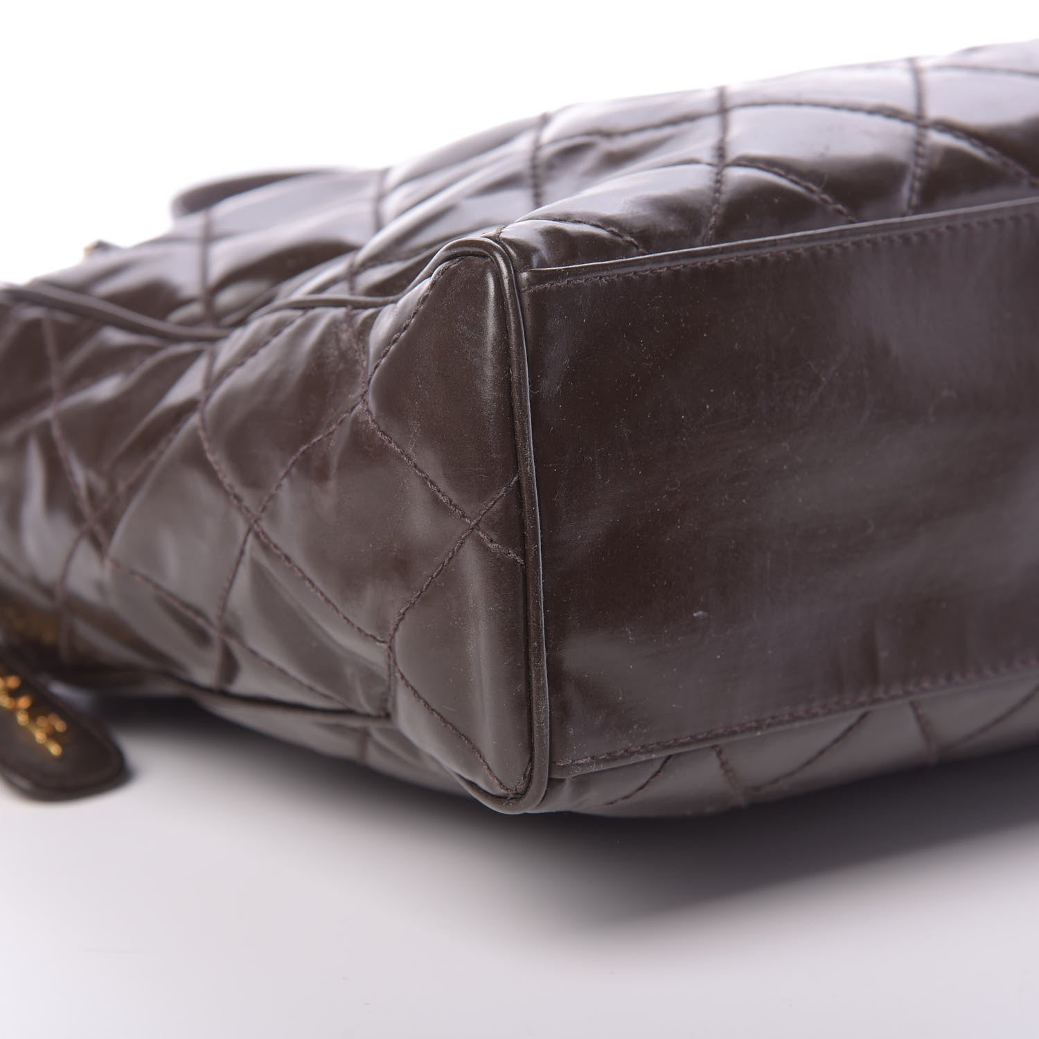 Chanel Patent Quilted Shoulder Bag Brown 9 of 15