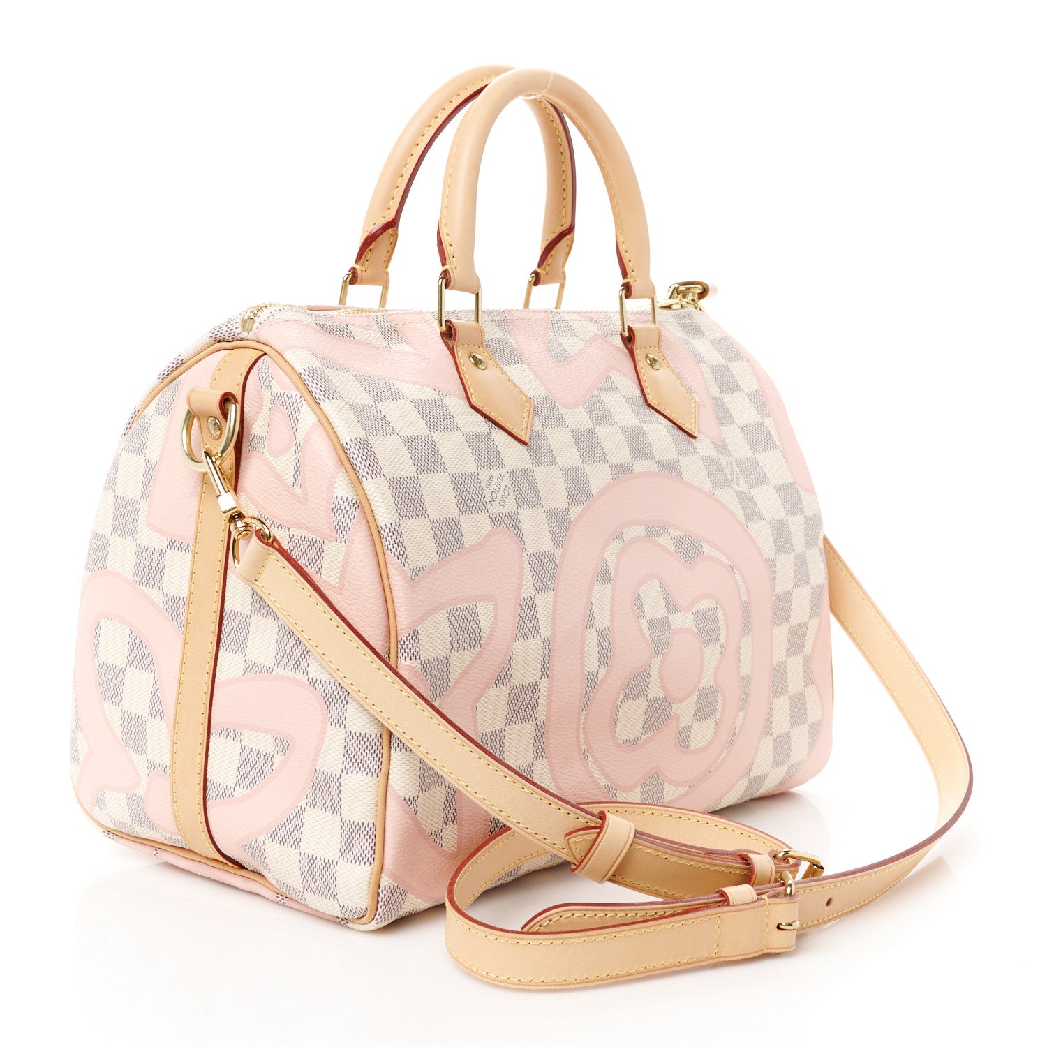 Louis Vuitton Damier Azur Tahitienne Speedy Bandouliere 30 Rose Ballerine 3 of 11
