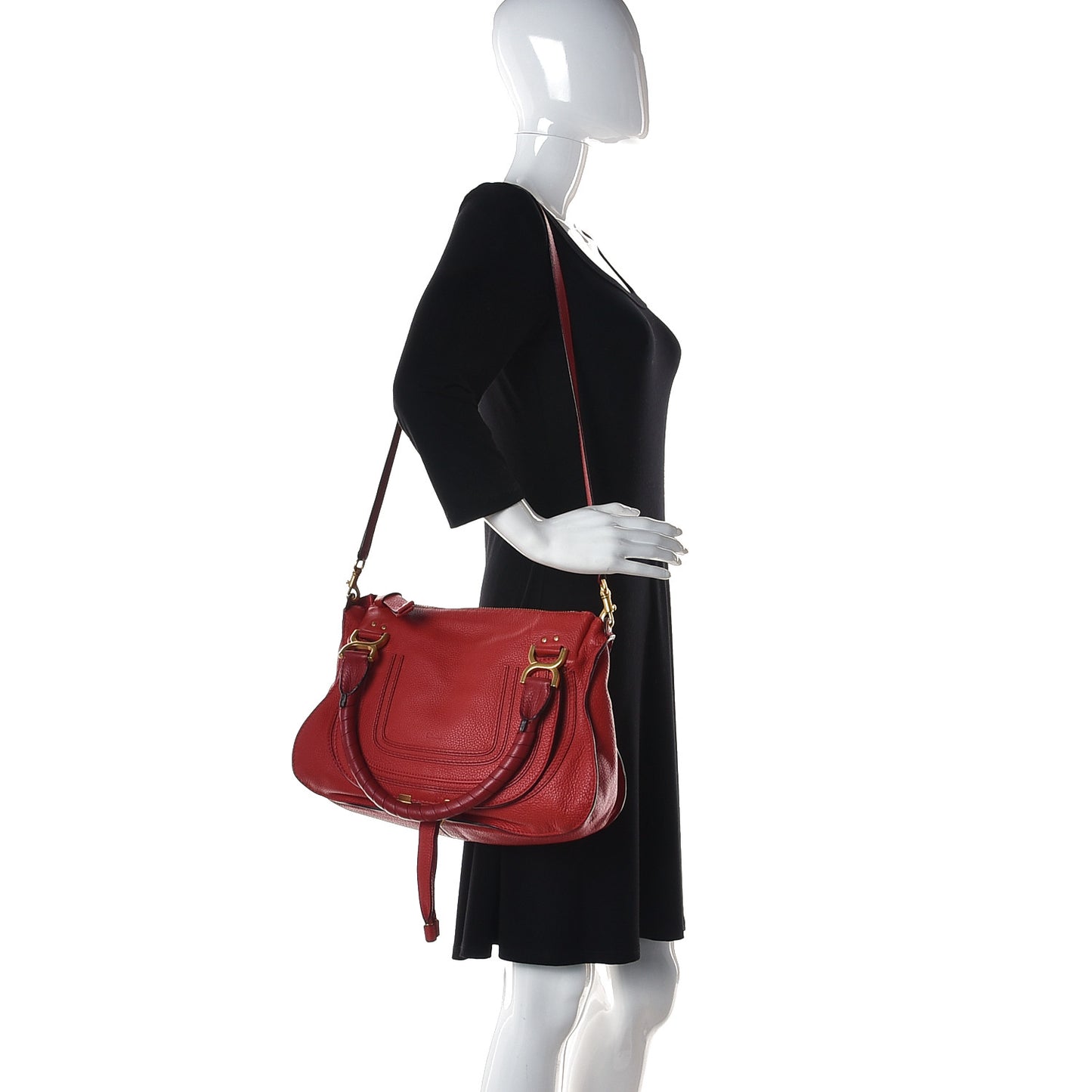 Calfskin Medium Marcie Satchel Red