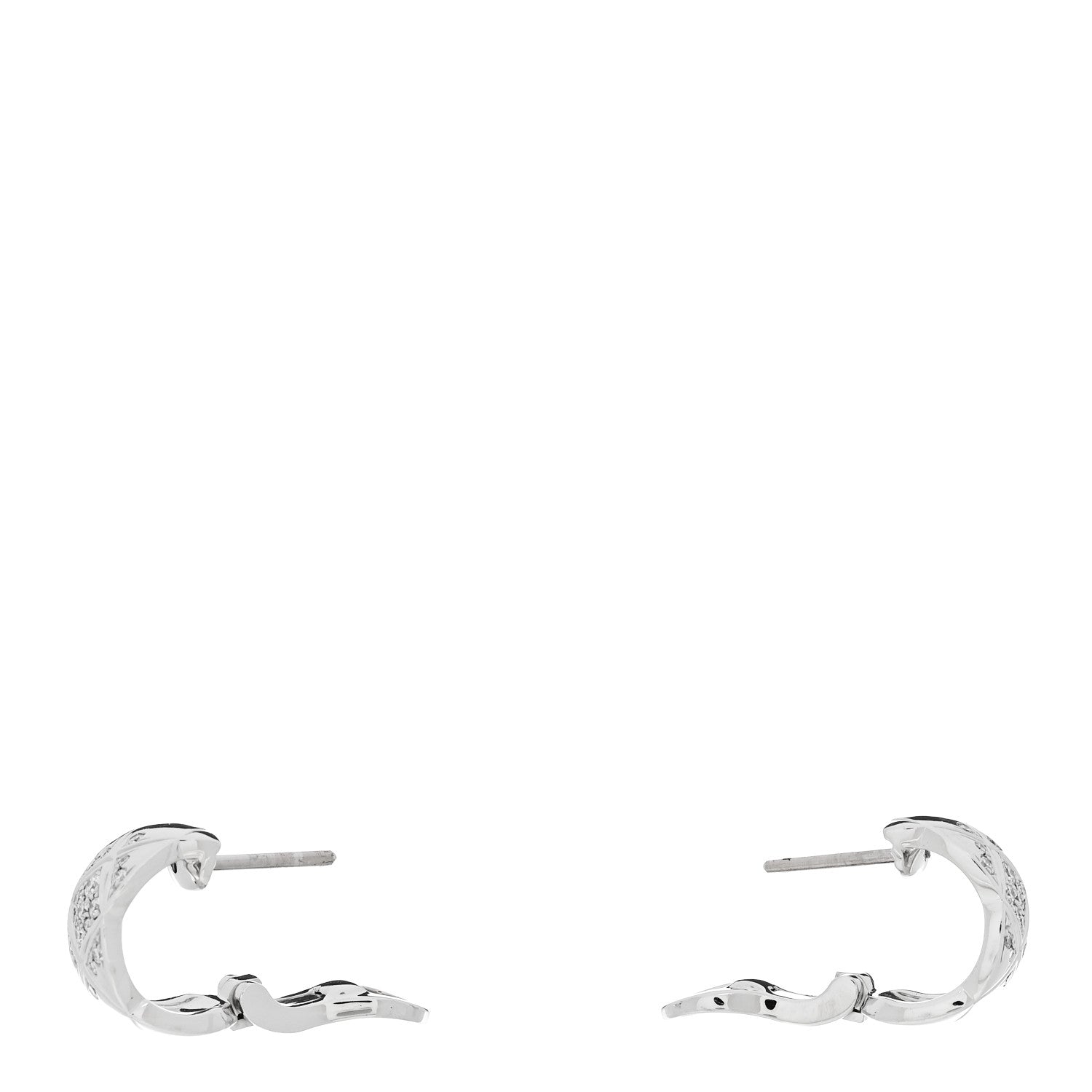 Chanel 18K White Gold Diamond Coco Crush Wide Hoop Earrings 3 of 5
