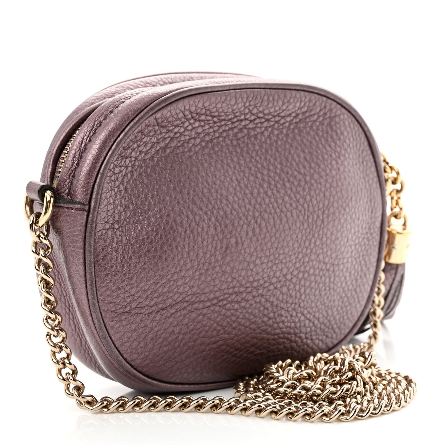 Metallic Pebbled Calfskin Mini Soho Chain Bag Purple