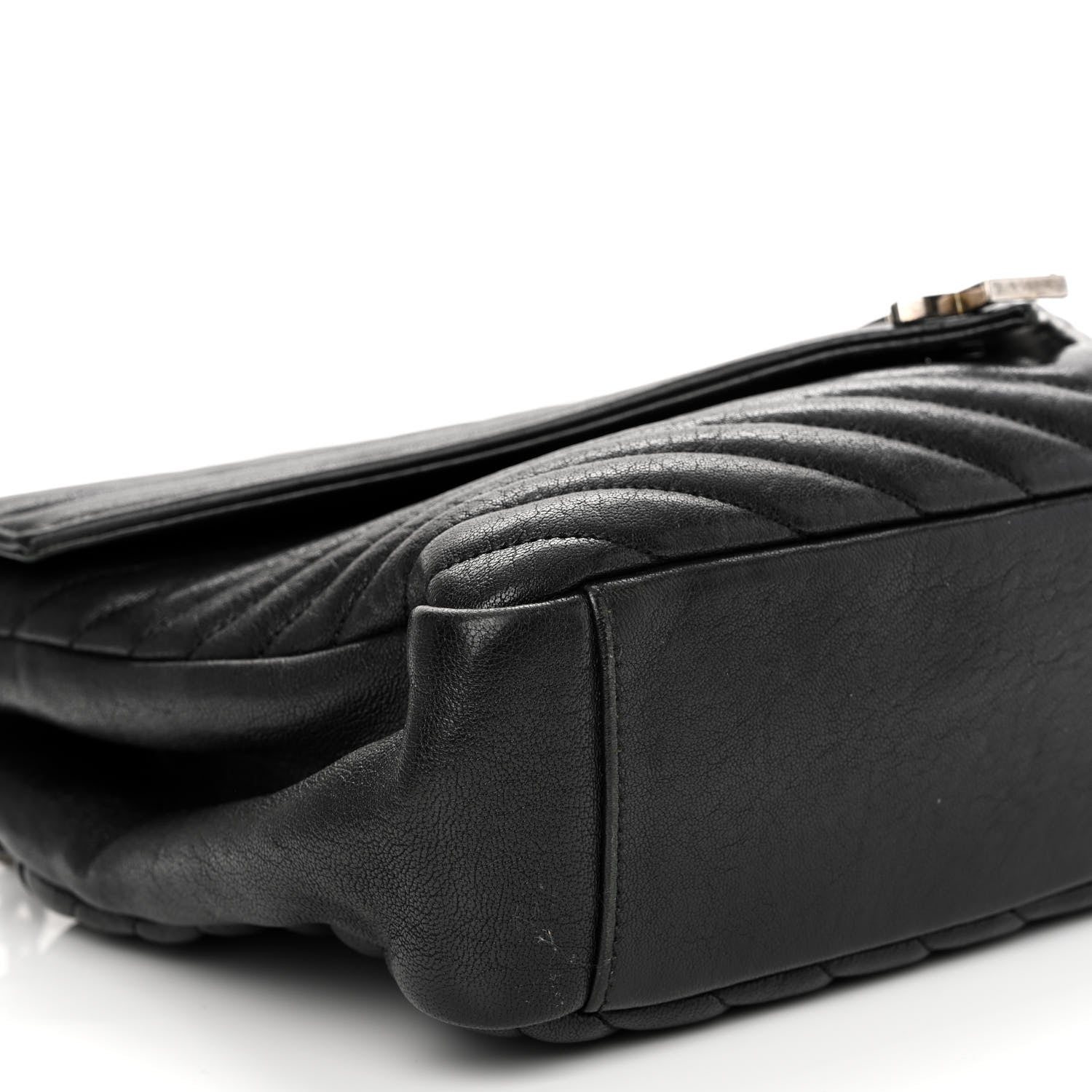 Saint Laurent Sheepskin Matelasse Chevron Monogram Large College Satchel Black 8 of 9