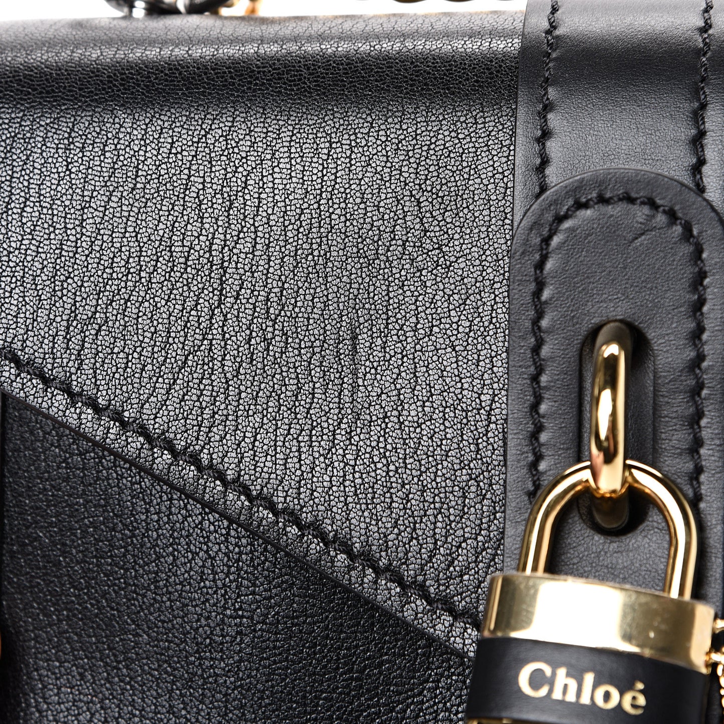Shiny Goatskin Calfskin Aby Chain Shoulder Bag Black