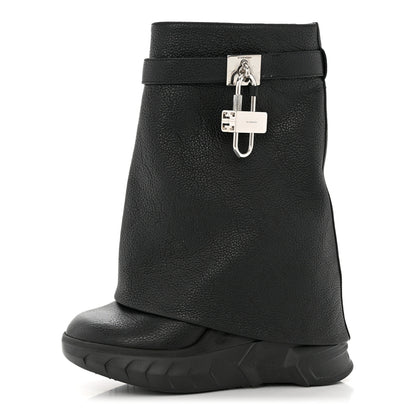 Givenchy Grained Calfskin Shark Lock Biker Ankle Boots 41 Black 1 of 9