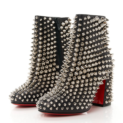 Christian Louboutin Calfskin Louise Capet Spikes 85 Boots 35.5 Black Silver 3 of 8