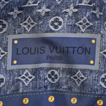 Louis Vuitton Silk Monogram Denim Bandana Scarf Blue 4 of 4