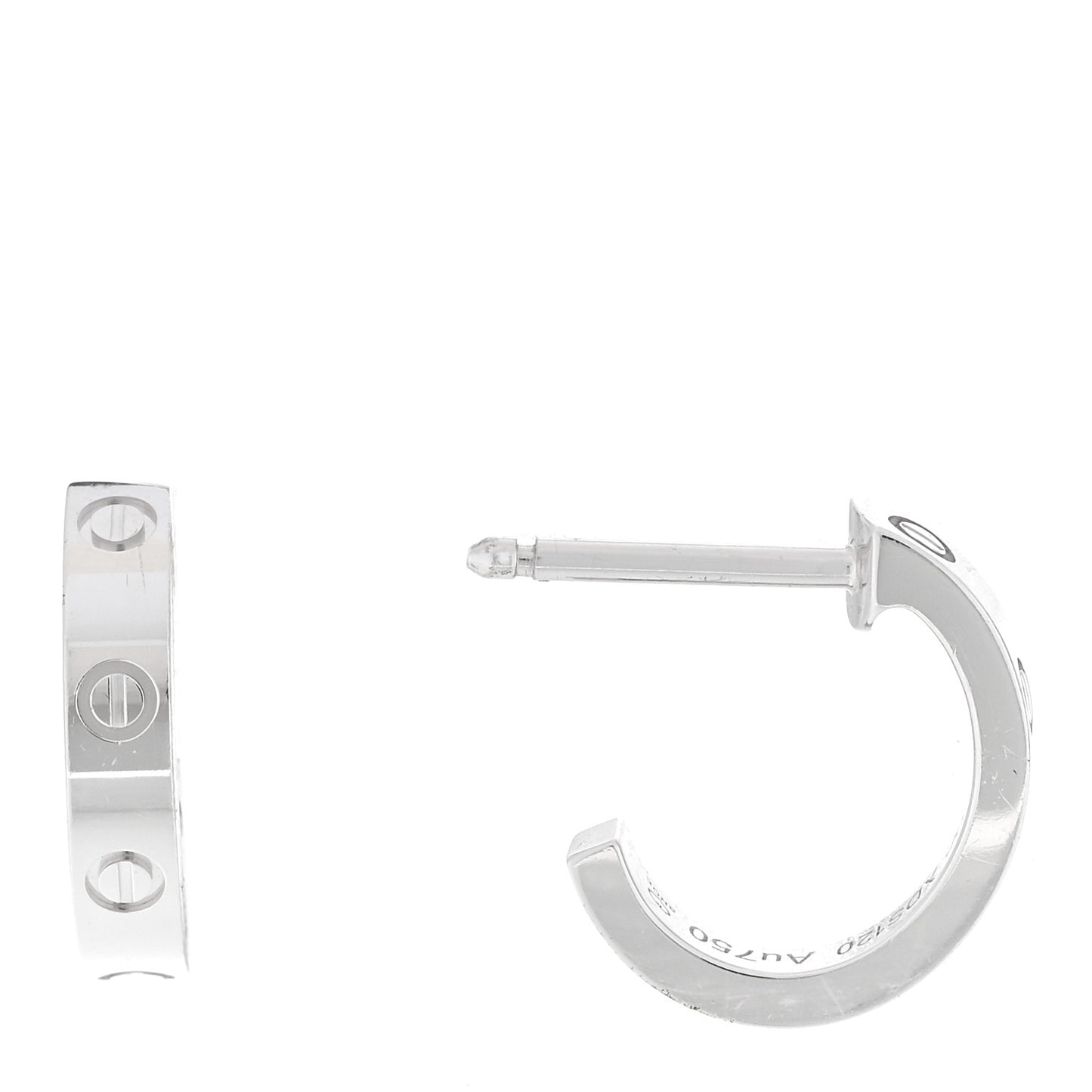 18K White Gold Small LOVE Hoop Earrings