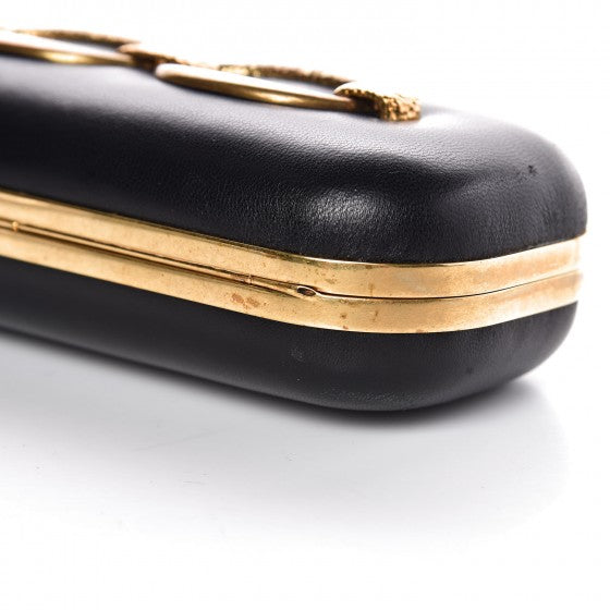 Nappa Chain Knuckle Box Clutch Black