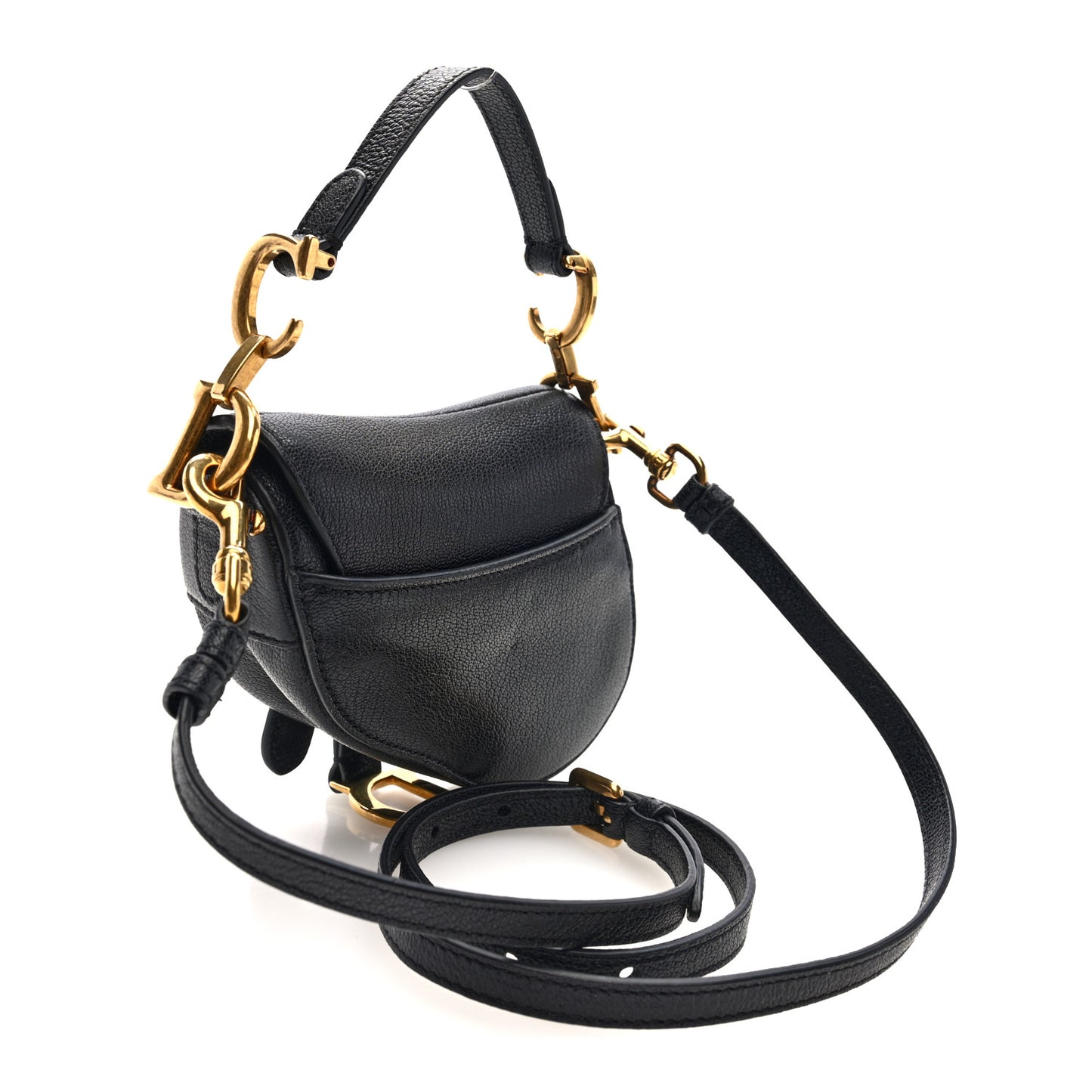 Goatskin Micro Saddle Bag With Strap Black