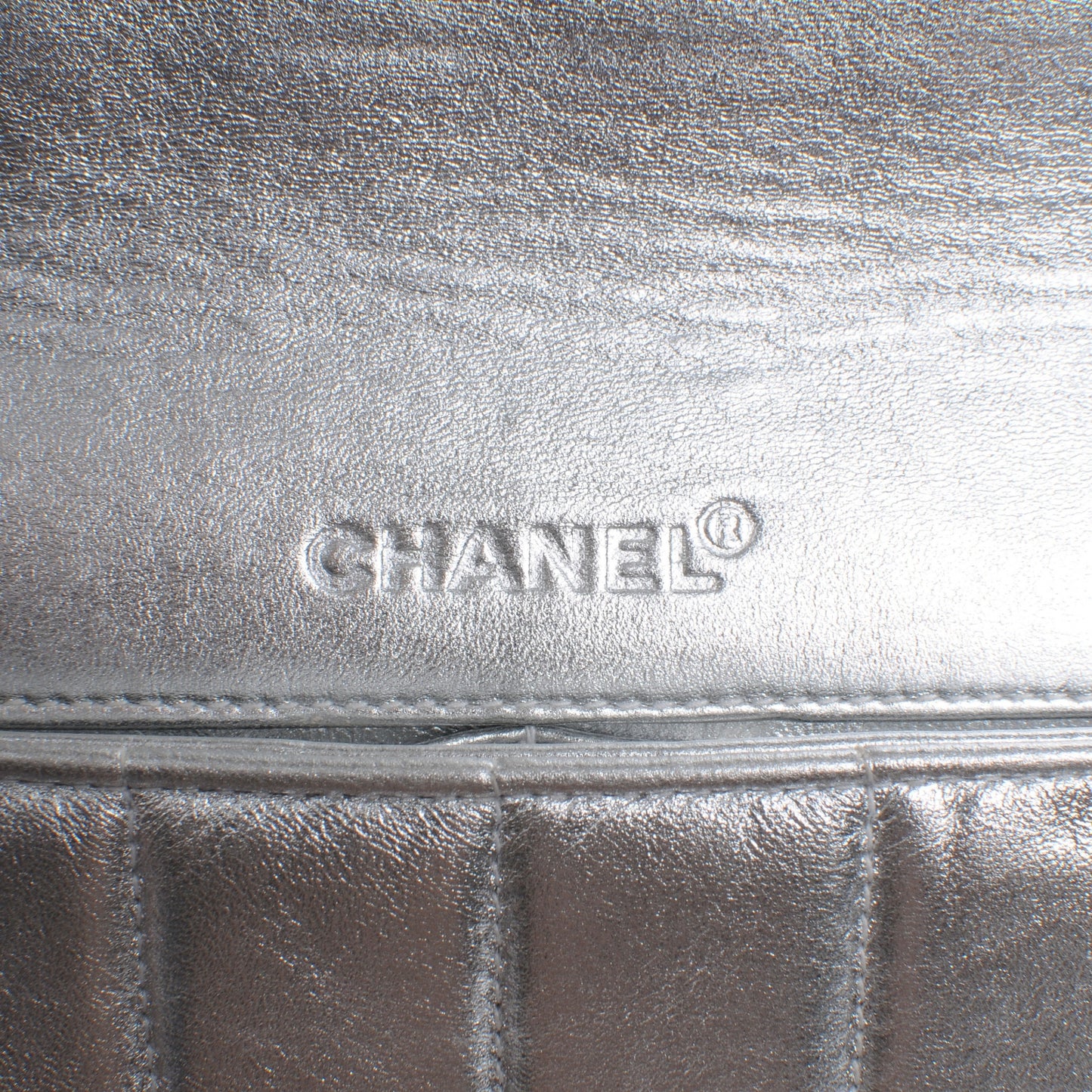 Lambskin East West Chocolate Bar Flap Silver