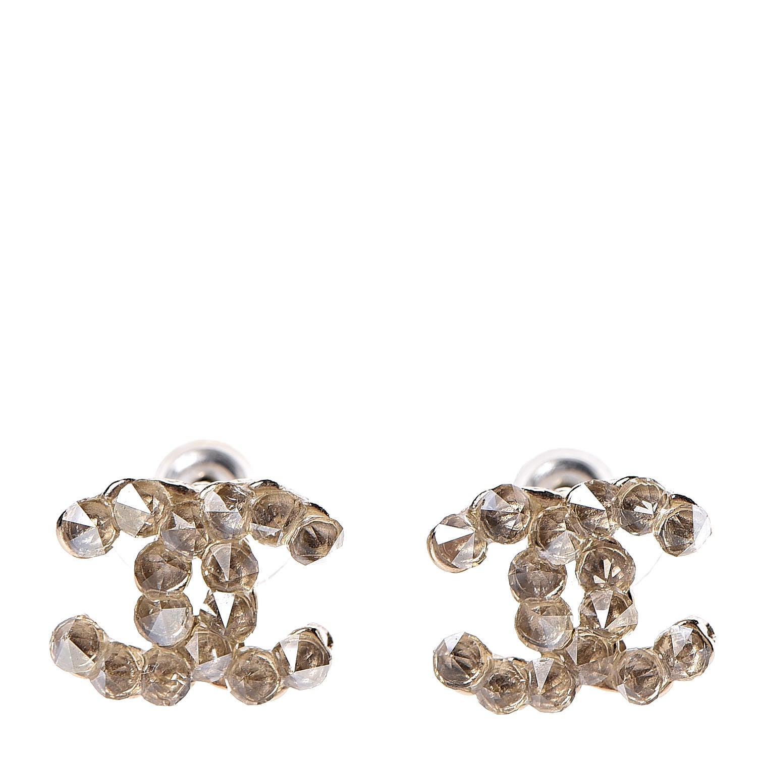 Chanel Crystal CC Earrings Gold 1 of 5