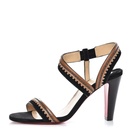 Christian Louboutin Suede Calfskin Trepi City 85 Sandals 36.5 Black 1 of 10